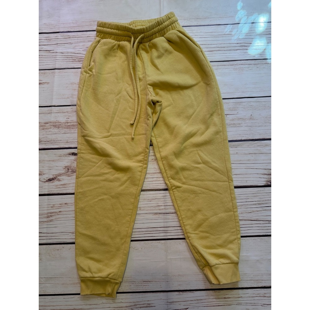 Zenana Womens XS Mustard Yellow Fleece Lined Joggers Sweatpants Drawstring Waist